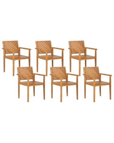Zestaw 6 krzeseł ogrodowych drewniany jasny BARATTI