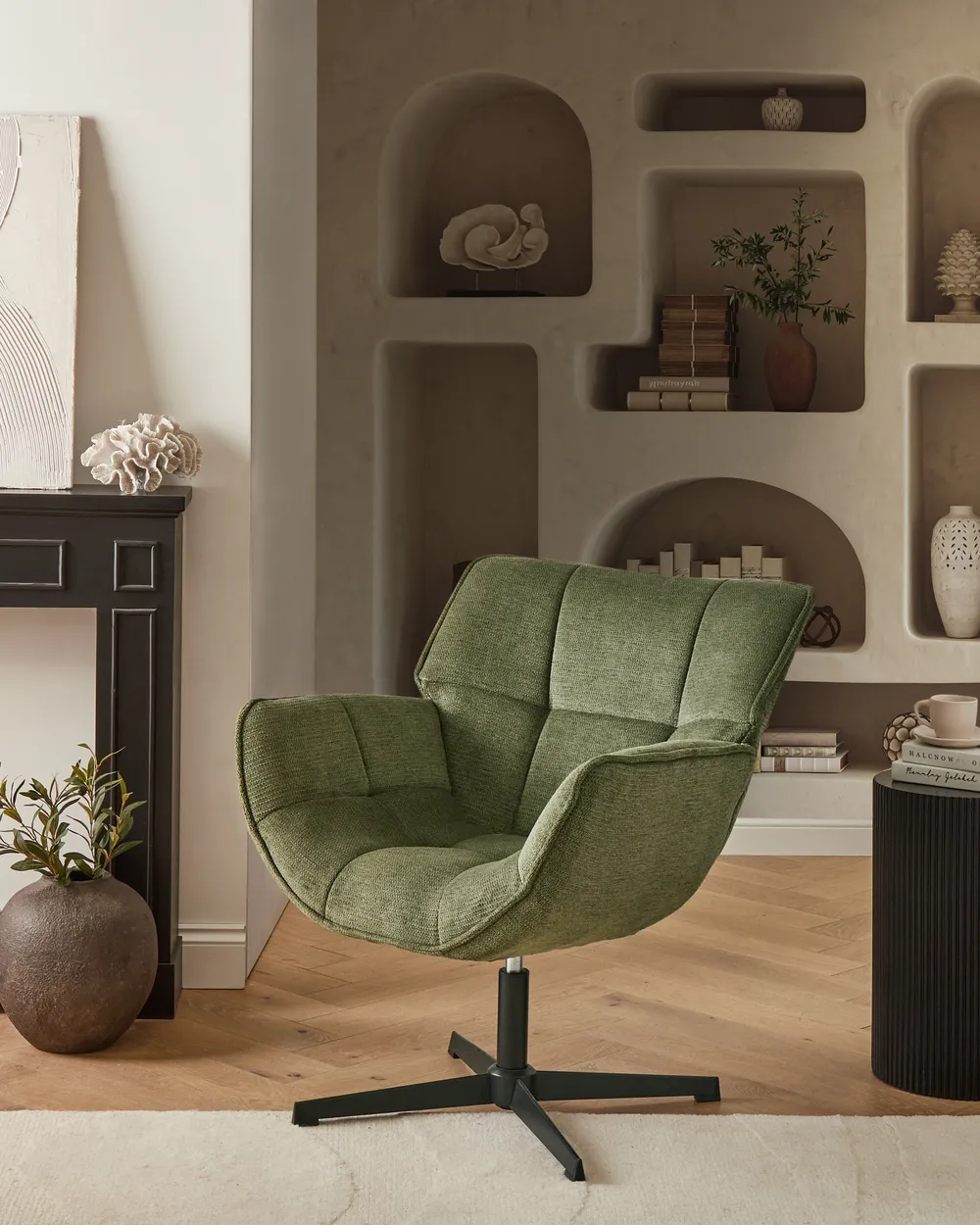 Swivel Armchair AUMA Fabric Green