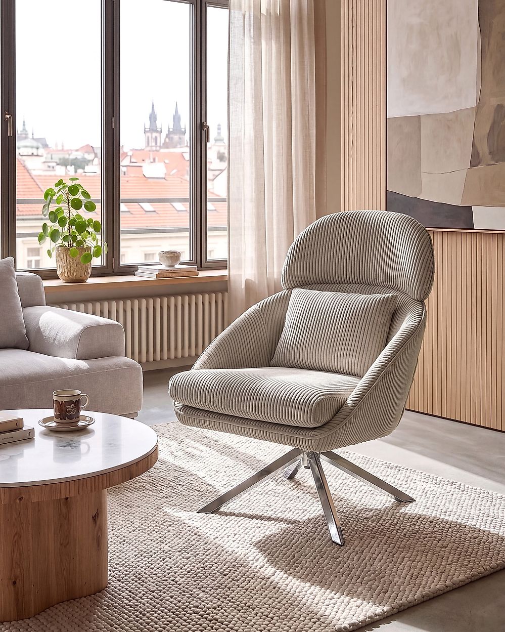 Drehsessel STORVORDE Cord Taupe