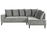 Corner Sofa 3 Seater GRENA Velvet Light Grey Left Hand_837244