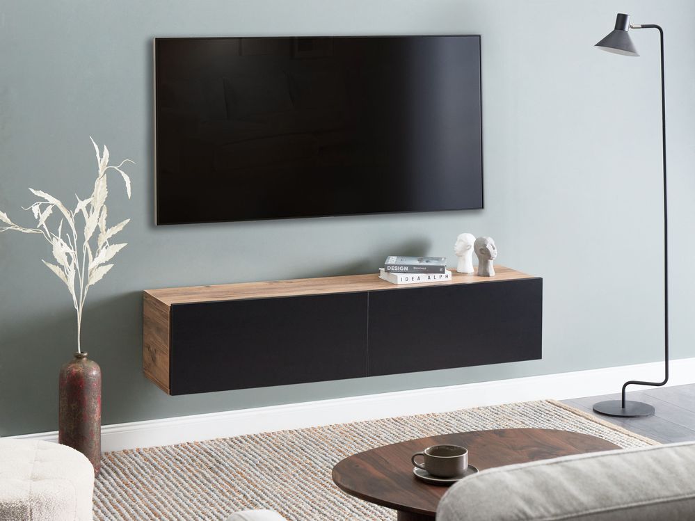 Wall Mounted TV Stand GLADSTONE Brown/ Black