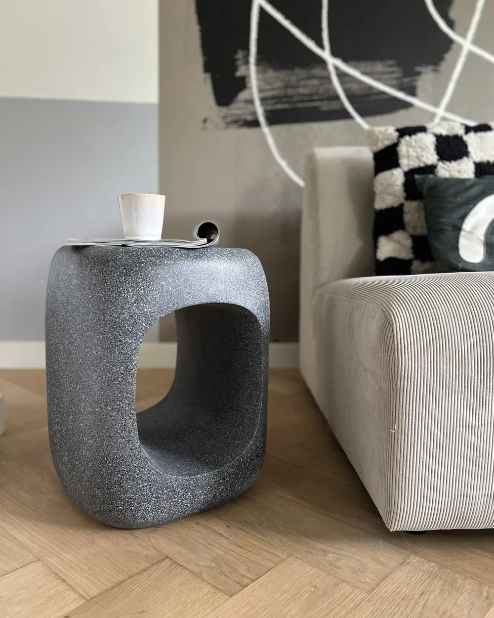 Side Table PELMO 33 cm 33 cm Marble Effect Grey_940457