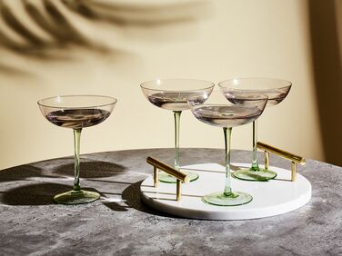 Set of 4 Martini Glasses 25 cl Pink and Green DIOPSIDE