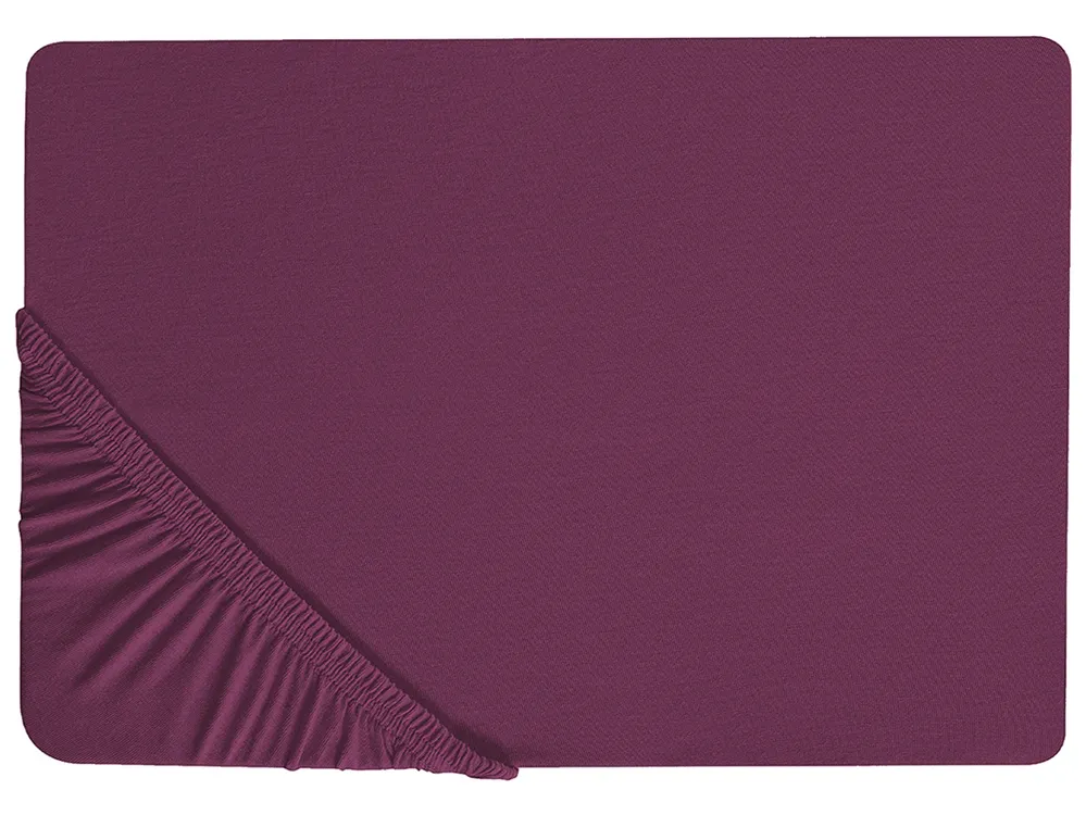 Prześcieradło z gumką JANBU 90 x 200 cm Bawełna Burgundowy