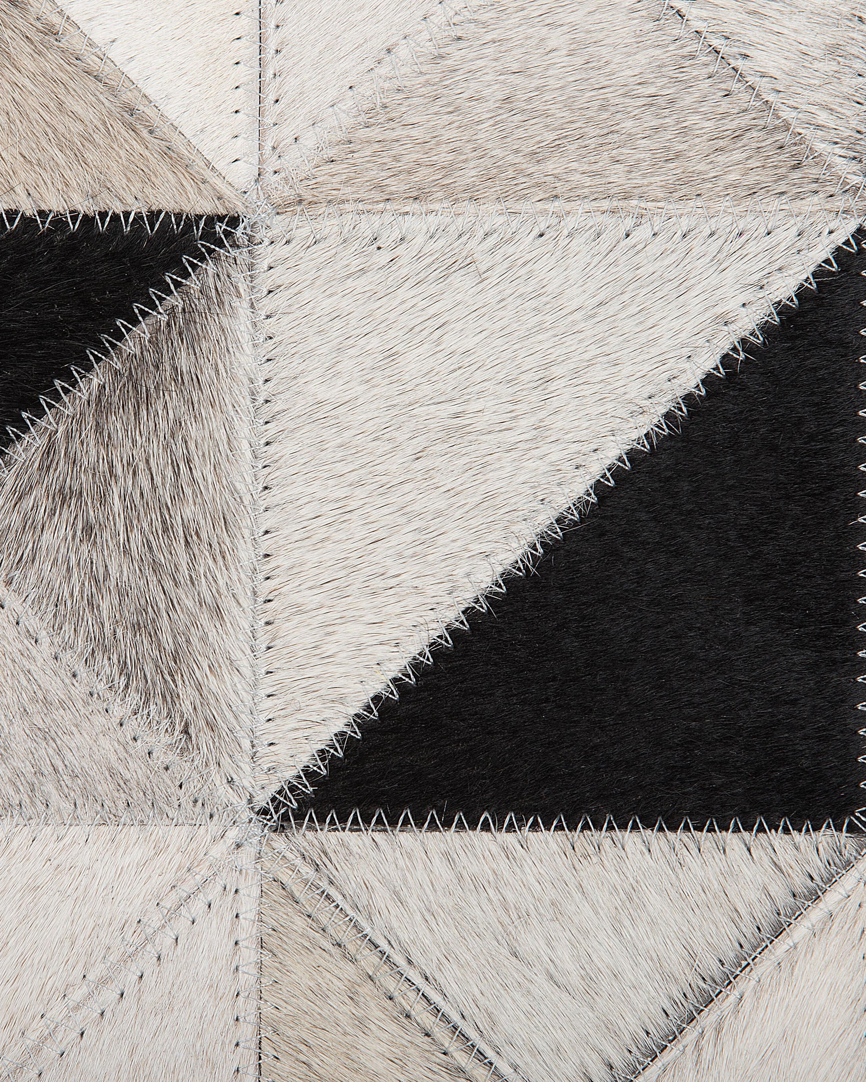 Round Cowhide Area Rug ⌀ 140 cm Grey and Black KIRKLAR_742816