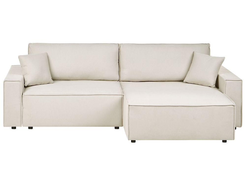 Corner Sofa Bed TORSANG Fabric Light Beige