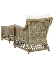 Garden Armchair with Cushions RIBOLLA with Footstool Rattan Natural_824011