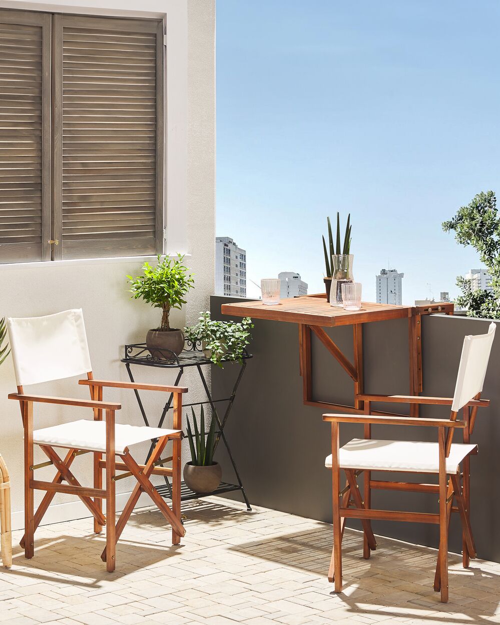 Set of 2 Garden Chairs CINE Acacia Wood Off-White