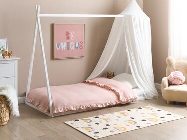 Wooden Kids House Bed EU Single Size White SAURAT