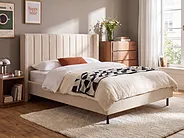 Lit avec sommier Bouclé VILLETTE 140 x 200 cm Beige_1153760