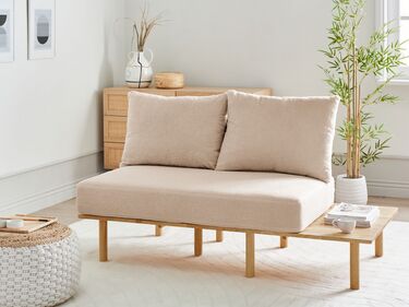 2 Seater Boucle Sofa with Table Beige SALO