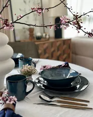 Set di 16 stoviglie HAWTHORN Gres porcellanato Blu_987901