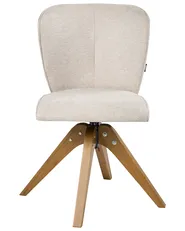 Set of 2 Dining Chairs Swivel COSO Fabric Light Beige_1038052