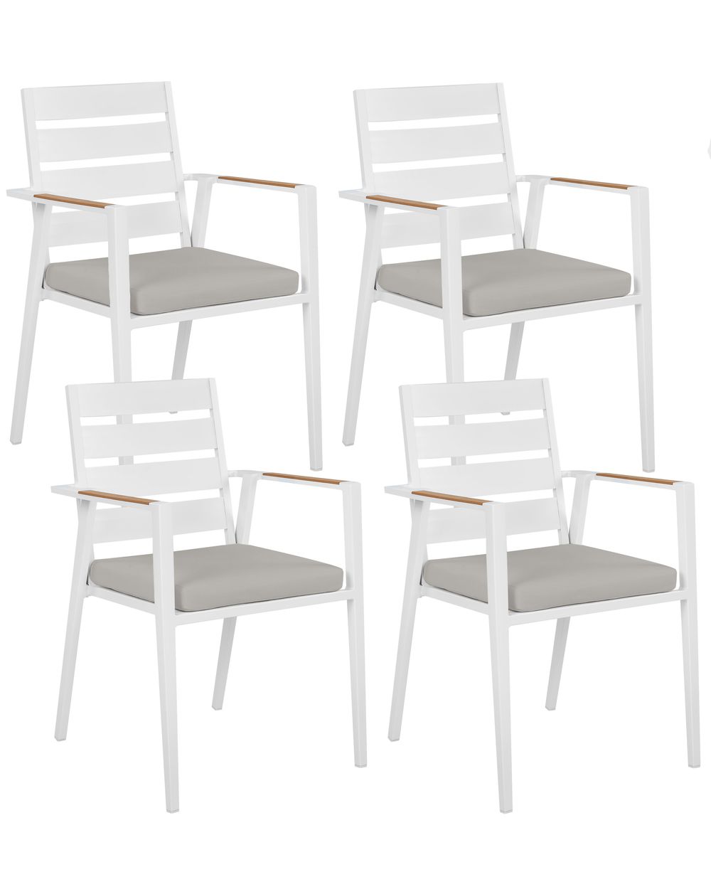Set of 4 Garden Chairs with Cushions TAVIANO Metal Grey