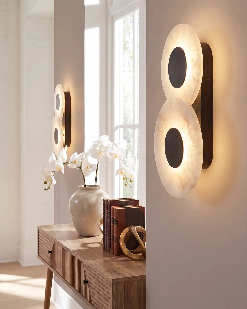 Set of 2 Wall Lamps YTHAN LED Marble White