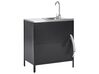 Conjunto de 2 armarios de cocina exterior negro con fregadero VILAMA_872516