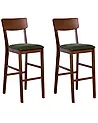Set of 2 Bar Chairs AMBLER Wood Dark Brown/ Green