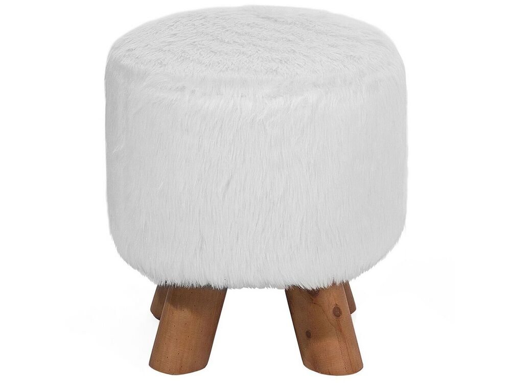 Faux Fur Stool White IOWA Beliani.cz
