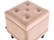 Pouf mit Stauraum LORETTO Samtstoff Beige_1186164