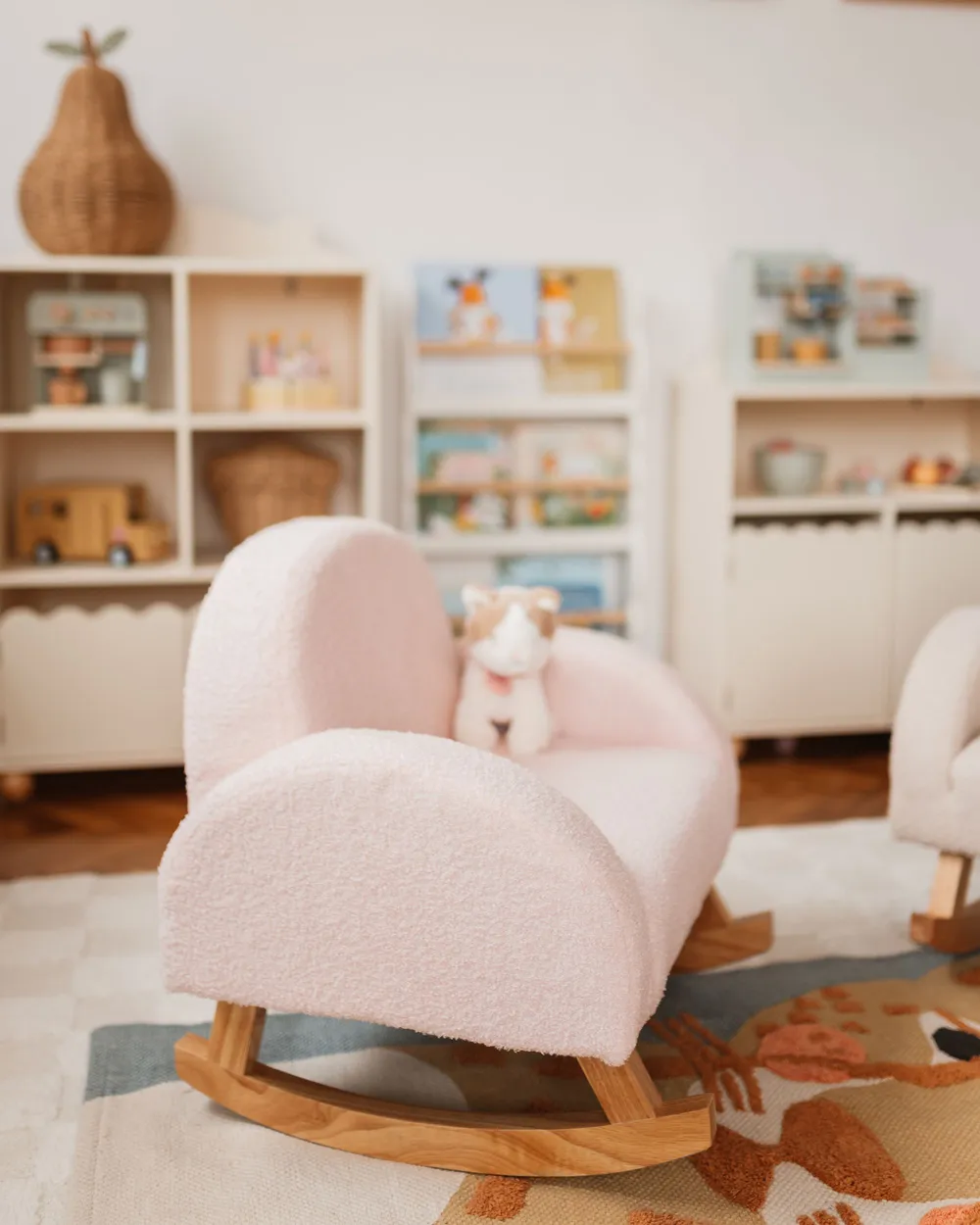 Sedia a dondolo per bambini HUG Bouclé Rosa pastello_1113186