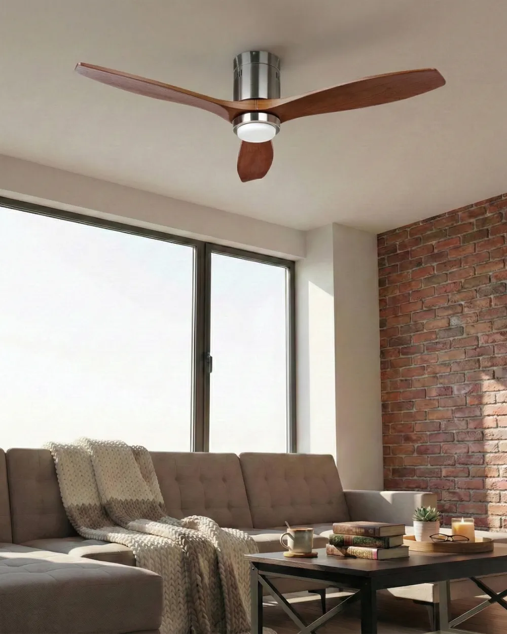 Ceiling Fan with Light PIAYE with Remote LED Brown_1032105