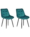 Set of 2 Dining Chairs MELROSE Velvet Turquoise