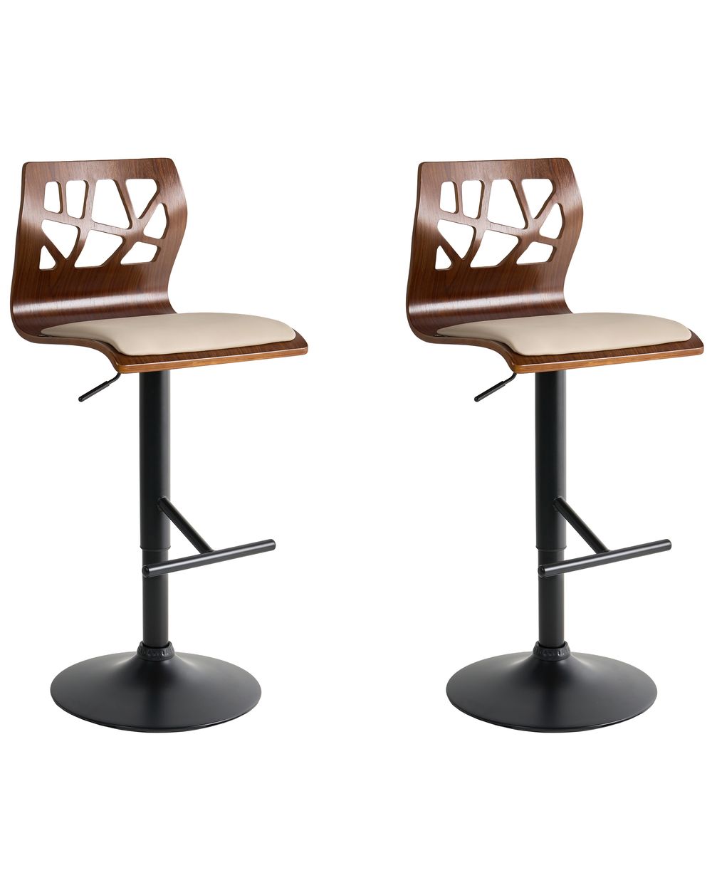 Set of 2 Bar Chairs PETERSBURG Faux Leather Beige/ Black