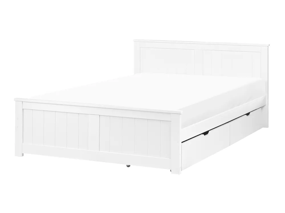 Bed with 2 Drawers SABRAN Pine Wood White 120 x 200 cm (EU Small Double)_1060880
