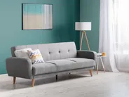 Sofa Bed 3 Seater FLORLI Fabric Light Grey_704155