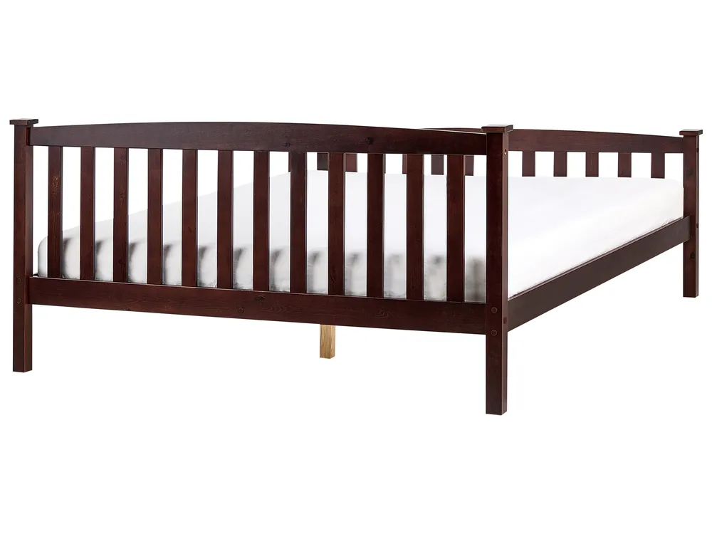 Bed Pine Wood GIVERNY 160 x 200 cm (EU King Size) Dark Brown_979211