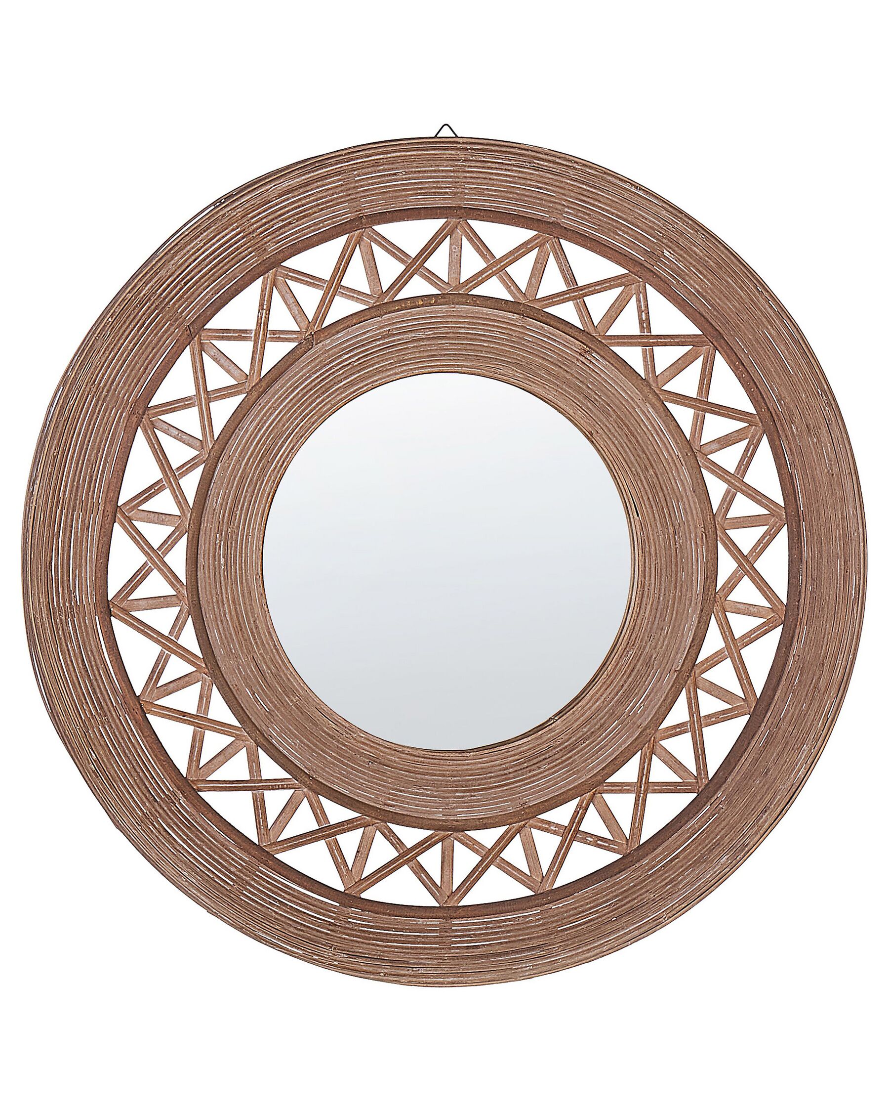 Bambusowe okrągłe lustro ścienne ø 62 cm brązowe CACOMA_822237