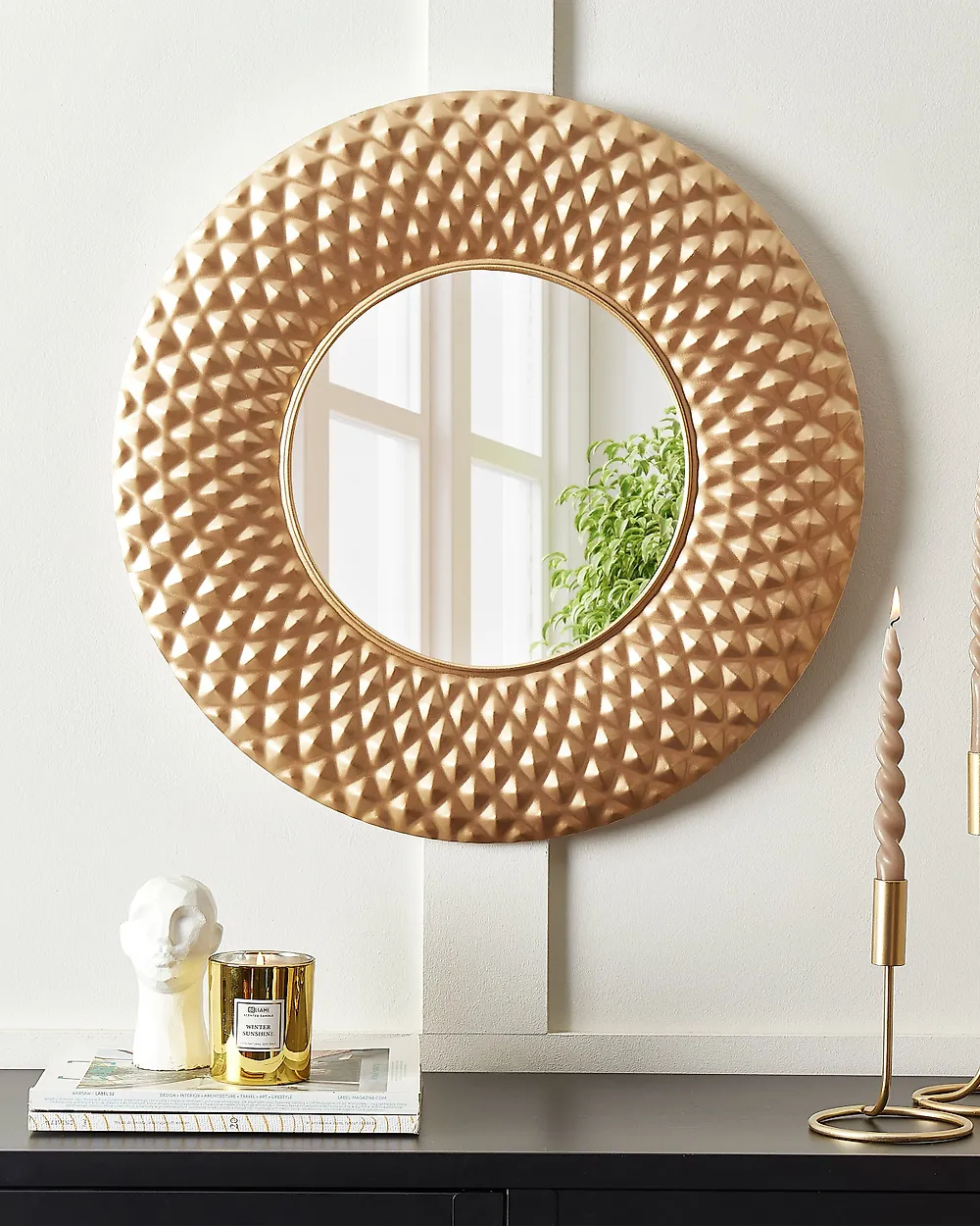 Wandspiegel COMBE 60 cm 60 cm Metall Gold