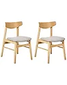 Set of 2 Dining Chairs SMILEY Wood Light Brown/ Grey