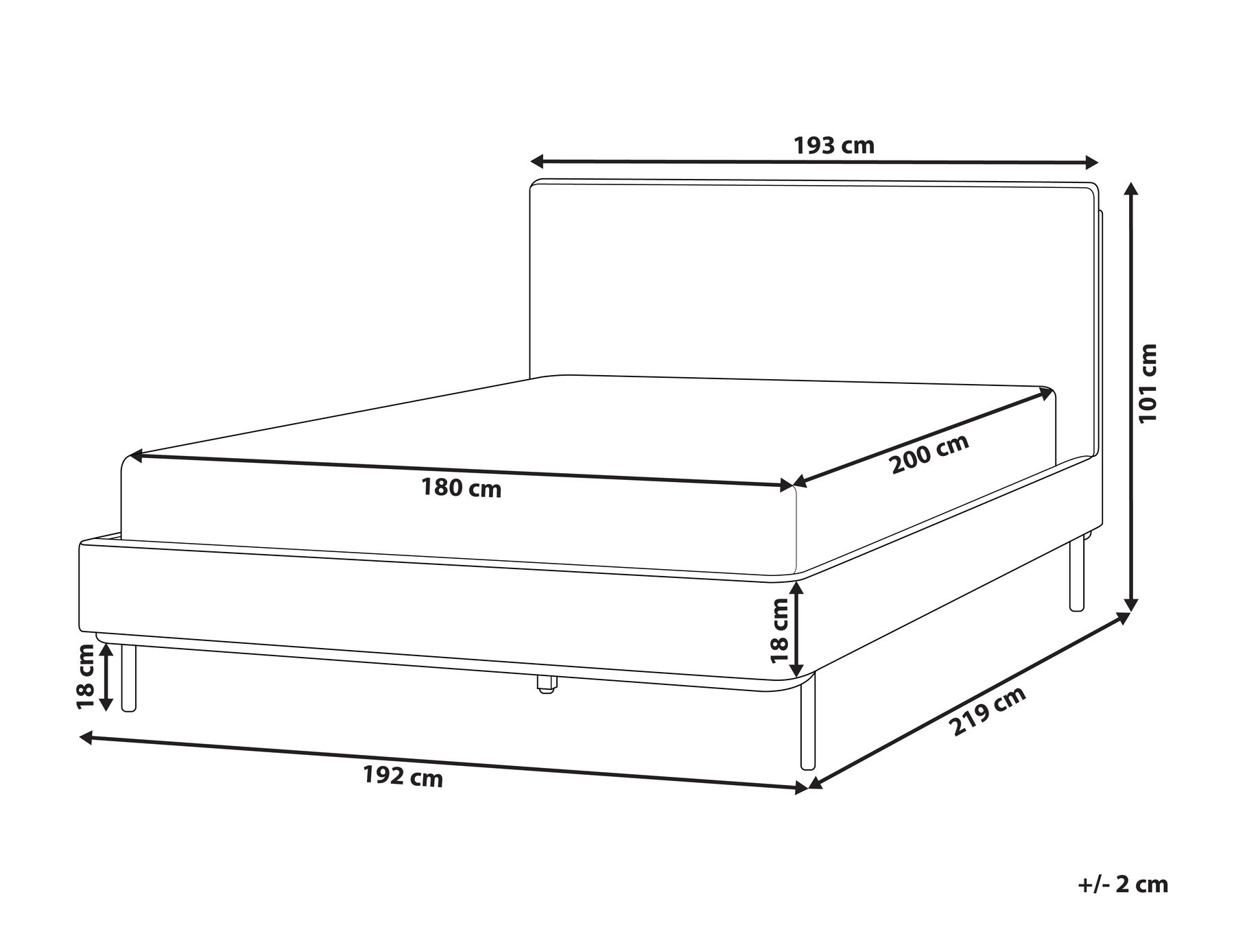 Bed Fabric CORIO 180 x 200 cm (EU Super King) Light Beige_903151