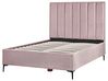 Łóżko z pojemnikiem welurowe 140 x 200 cm różowe SEZANNE_916724