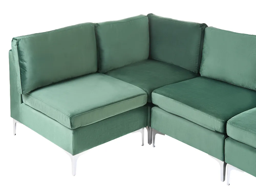 Modular Corner Sofa 4 Seater EVJA Velvet Green Right Hand_789562