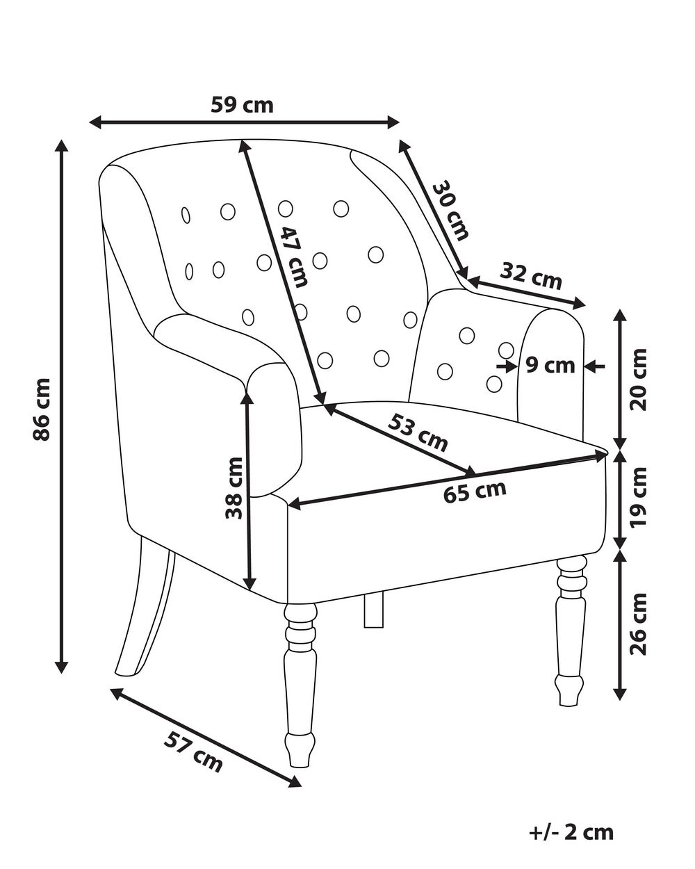 Armchair size cm 2025