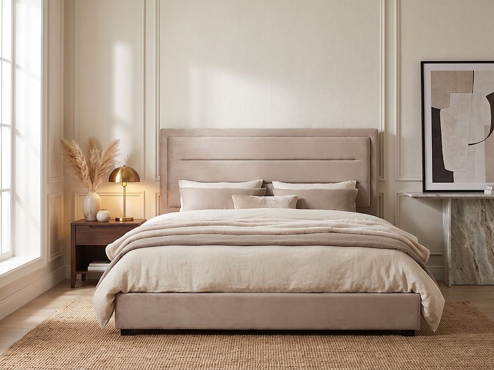 Lit avec sommier Velours ROUEN 180 x 200 cm Taupe