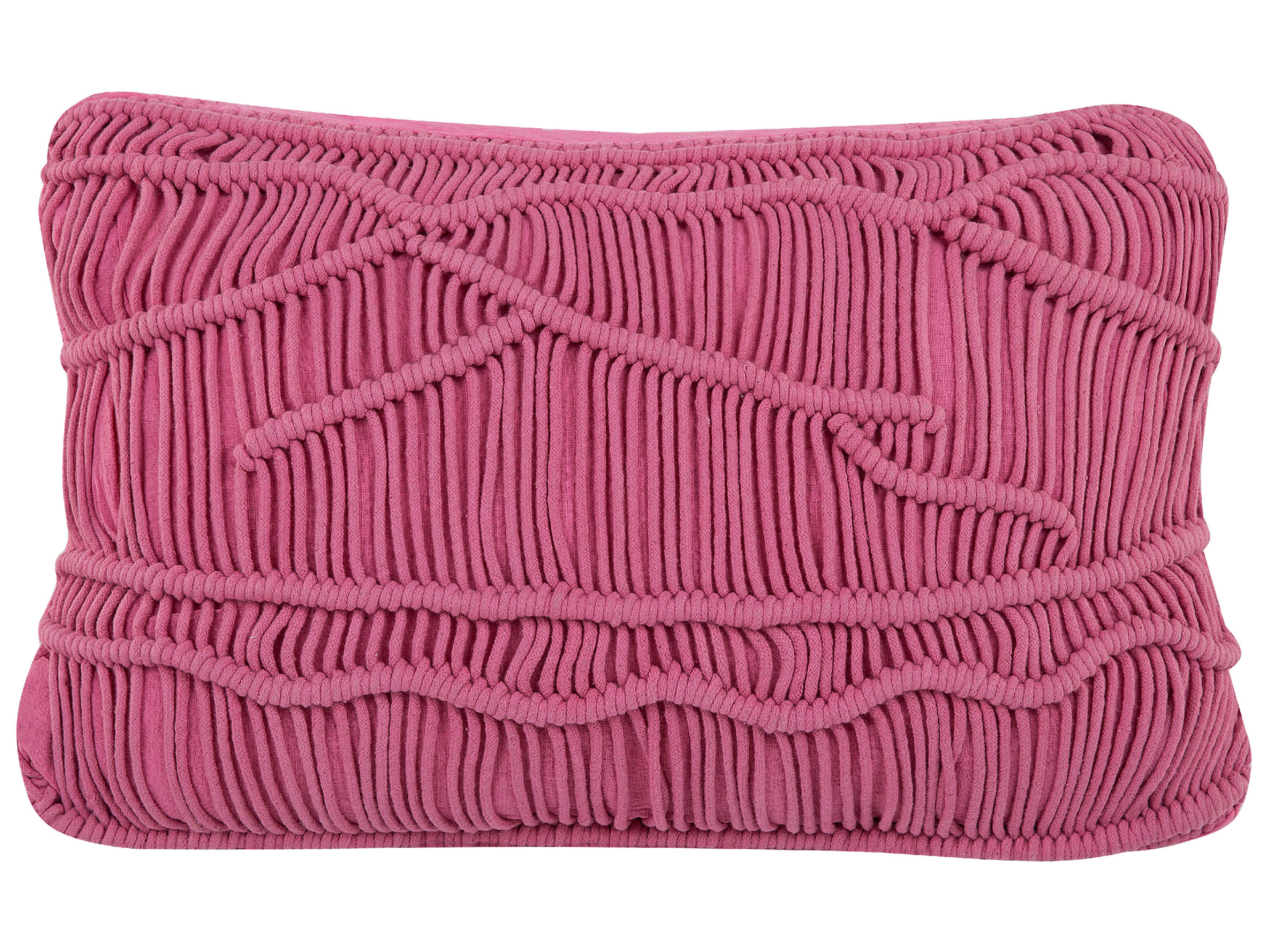 Dekokissen Baumwolle rosa Makramee 30 x 50 cm 2er Set KIRIS | Beliani.de