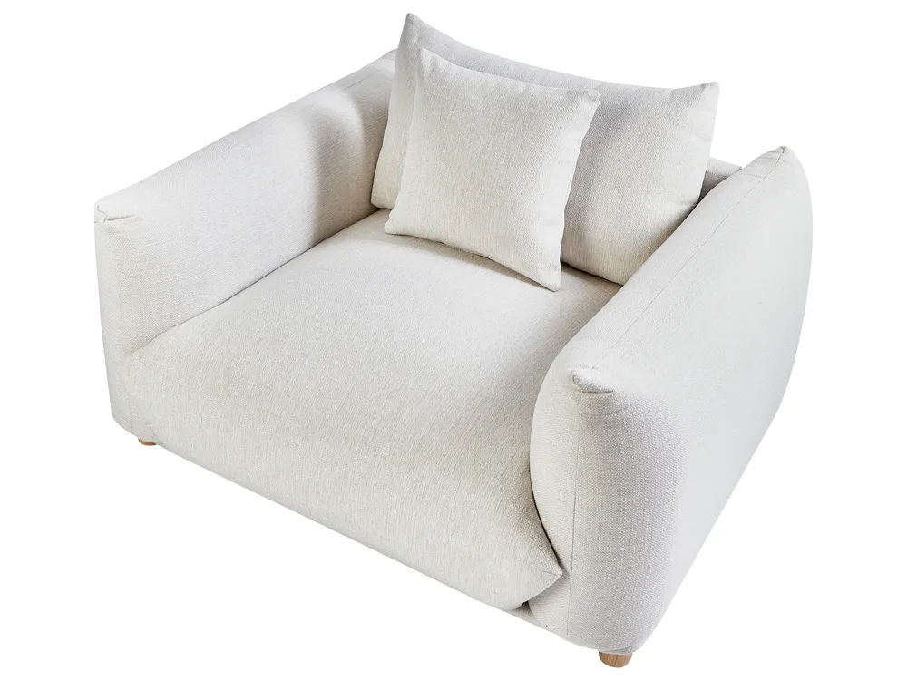 Living Room Set 5 Seater LUVOS Fabric Off-White_972265