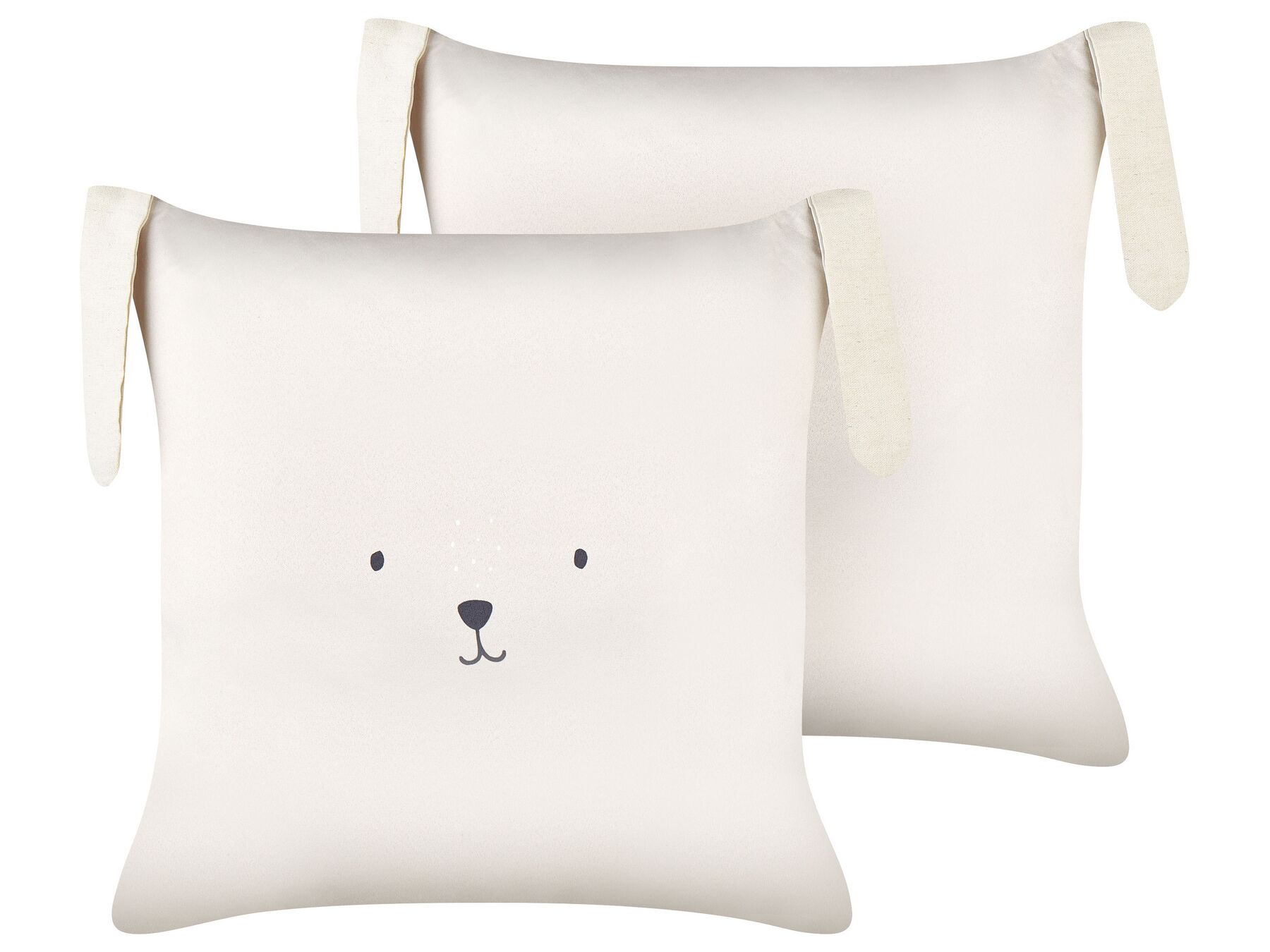 2 Cotton Kids Cushions with Bunny Motif 45 x 45 cm Light Beige CONEY_913199