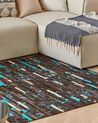 Teppich Kuhfell braun / blau 160 x 230 cm Patchwork Kurzflor KISIR_764720