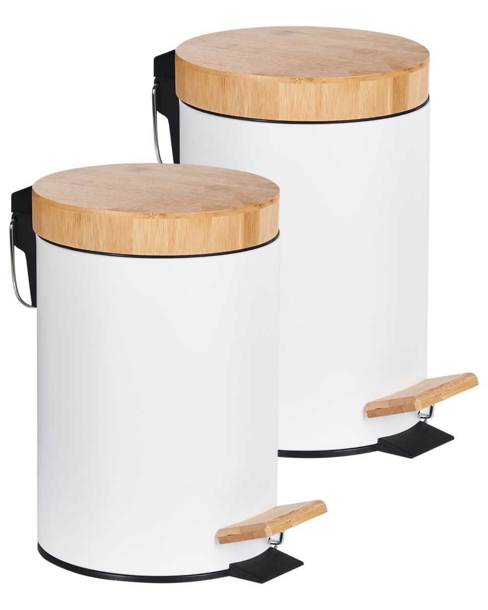 Set de 2 coșuri de gunoi cu pedală 3 L ECOSMART Metal Alb