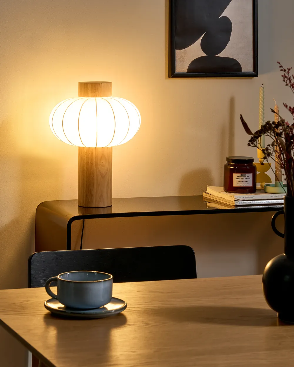 Table Lamp ABENS Wood Light Brown
