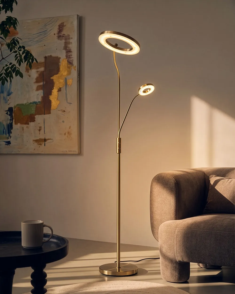 Lampa podłogowa LED AFTON Metal Mosiężny