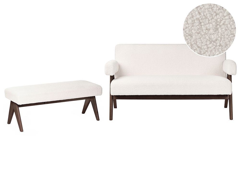 Set da salotto TAMRE Bouclé Bianco sporco/Marrone scuro