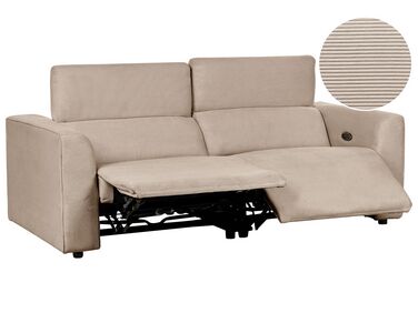 Sofa z elektryczną funkcją relaksu z ładowarką sztruksowa piaskowa ULVEN