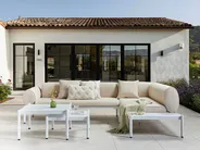 Set di divani angolari da giardino 5 posti RASIGLIA Metallo Beige Lato Sinistro_960518