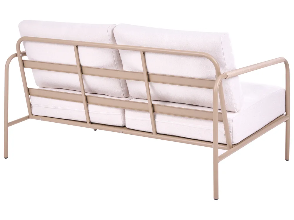 Garden Sofa Set 7 Seater NUXIS with Tables Metal Light Beige_1083054