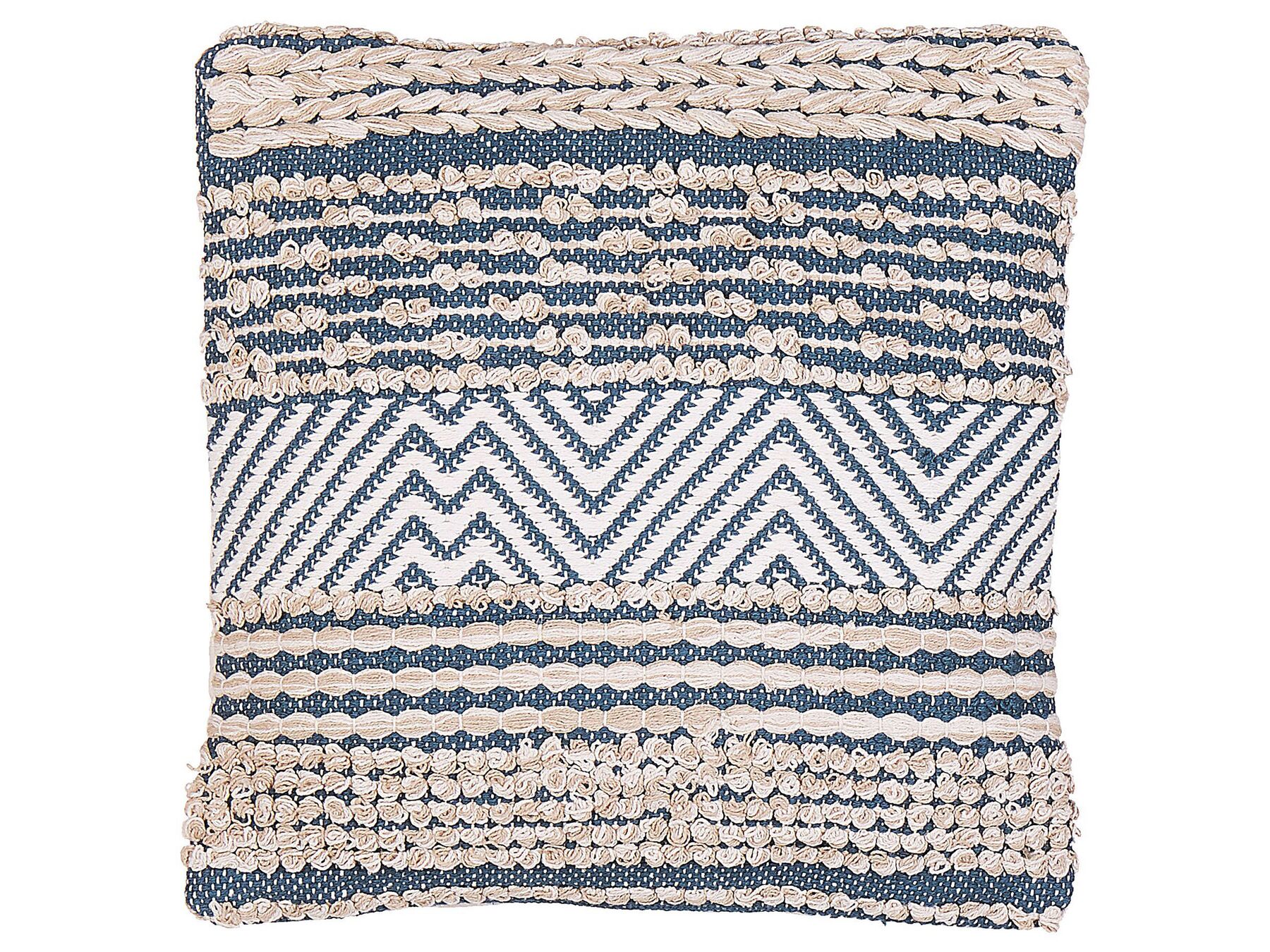 Cotton Cushion Geometric Pattern 45 x 45 cm Beige and Blue DEWBERRY_816858
